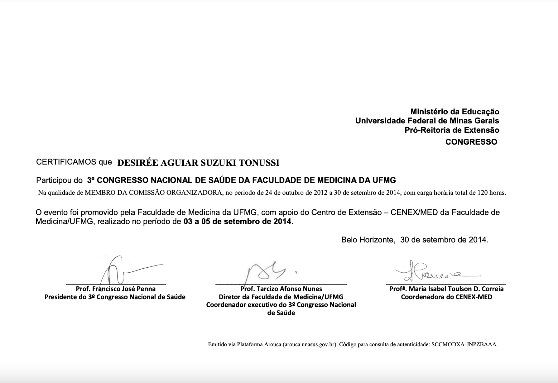 3° Congresso Nacional de Saúde | Faculdade de Medicina da UFMG (2014)