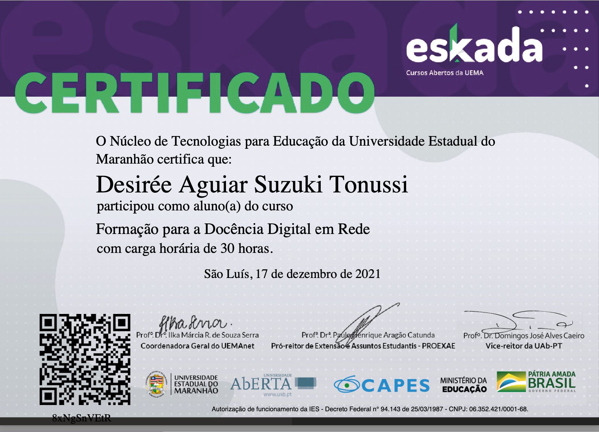Formação para a Docência Digital em Rede | Universidade Aberta de Portugal (2021)