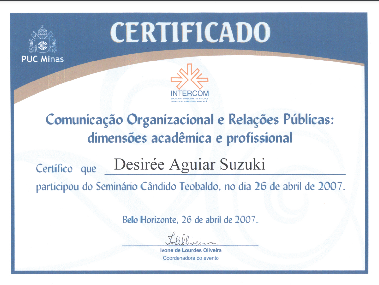 Comunicação Organizacional e Relações Públicas | Intercom BH (2007)